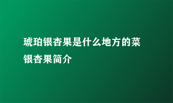 琥珀银杏果是什么地方的菜 银杏果简介