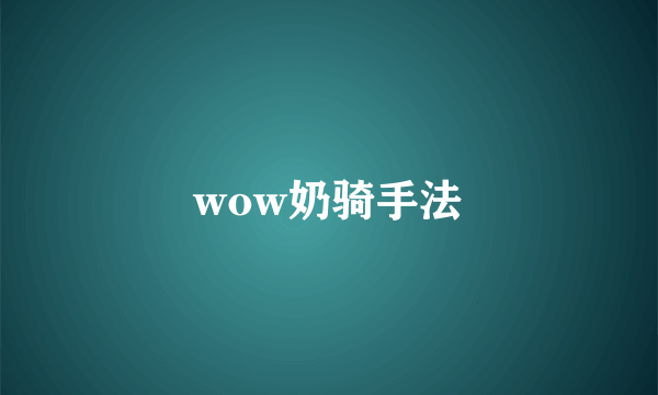 wow奶骑手法