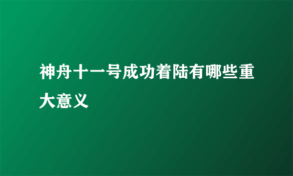 神舟十一号成功着陆有哪些重大意义