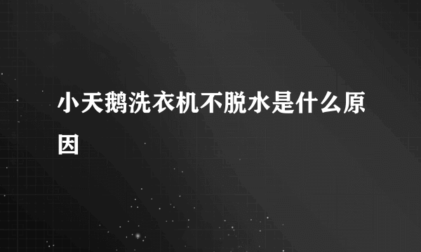 小天鹅洗衣机不脱水是什么原因