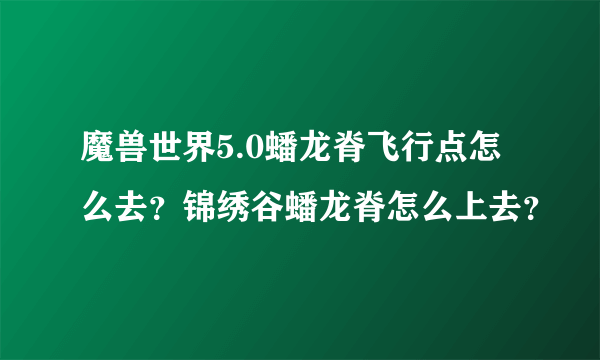 魔兽世界5.0蟠龙脊飞行点怎么去？锦绣谷蟠龙脊怎么上去？