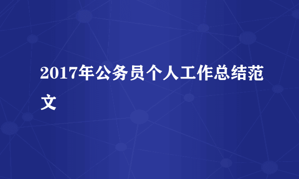 2017年公务员个人工作总结范文