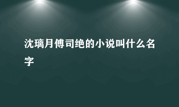 沈璃月傅司绝的小说叫什么名字