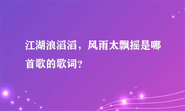 江湖浪滔滔，风雨太飘摇是哪首歌的歌词？