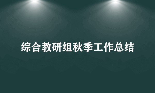 综合教研组秋季工作总结