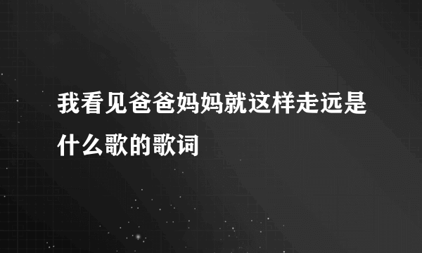 我看见爸爸妈妈就这样走远是什么歌的歌词