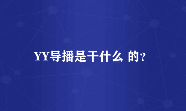 YY导播是干什么 的？