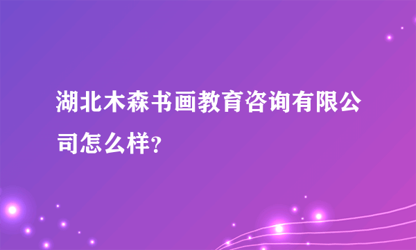 湖北木森书画教育咨询有限公司怎么样？