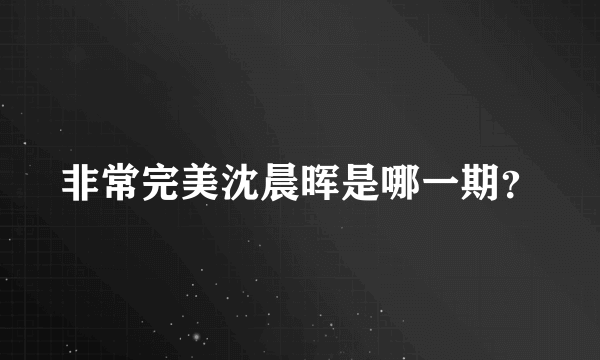 非常完美沈晨晖是哪一期？