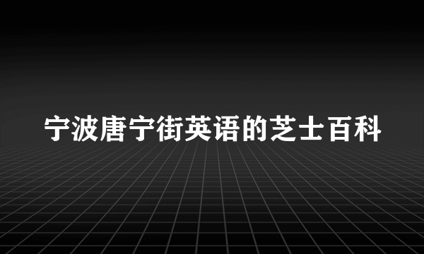 宁波唐宁街英语的芝士百科