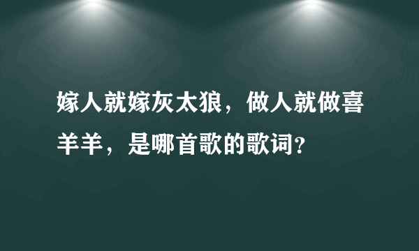 嫁人就嫁灰太狼，做人就做喜羊羊，是哪首歌的歌词？