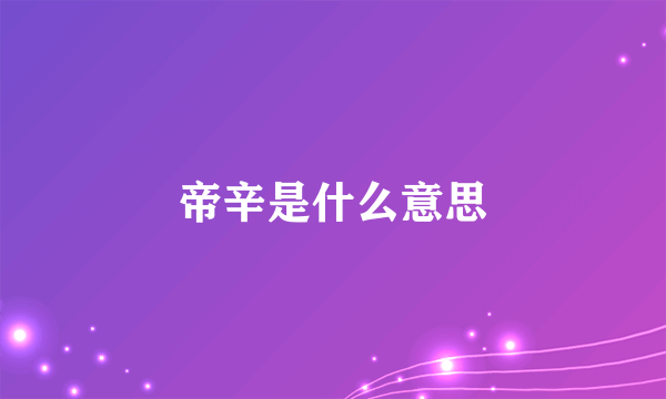 帝辛是什么意思