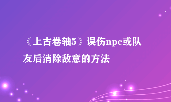 《上古卷轴5》误伤npc或队友后消除敌意的方法