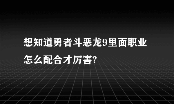 想知道勇者斗恶龙9里面职业怎么配合才厉害?