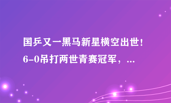 国乒又一黑马新星横空出世！6-0吊打两世青赛冠军，女版许昕来了