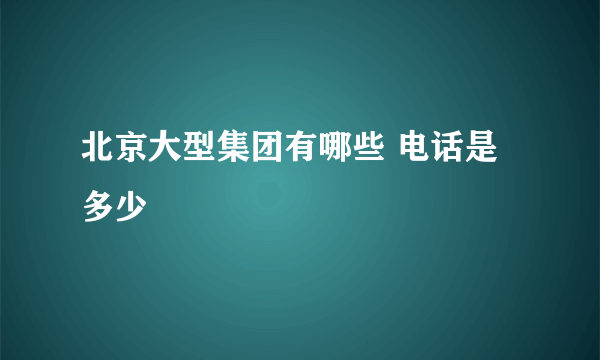 北京大型集团有哪些 电话是多少