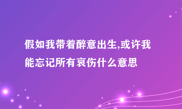 假如我带着醉意出生,或许我能忘记所有哀伤什么意思