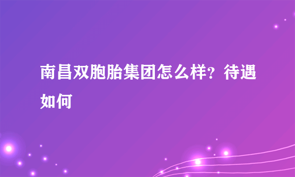 南昌双胞胎集团怎么样？待遇如何