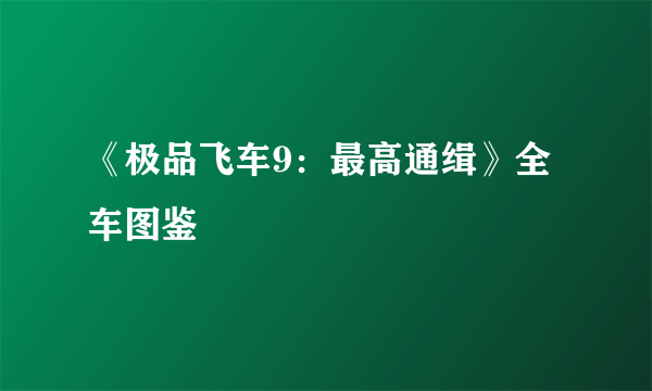 《极品飞车9：最高通缉》全车图鉴