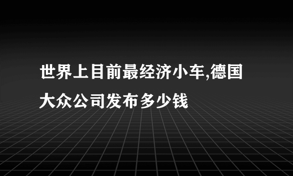 世界上目前最经济小车,德国大众公司发布多少钱