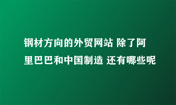 钢材方向的外贸网站 除了阿里巴巴和中国制造 还有哪些呢