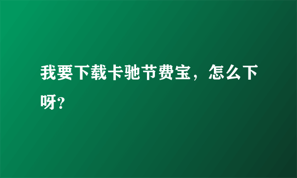 我要下载卡驰节费宝，怎么下呀？