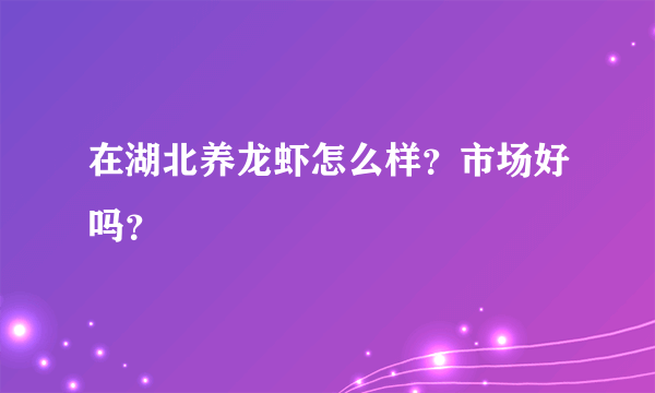 在湖北养龙虾怎么样？市场好吗？