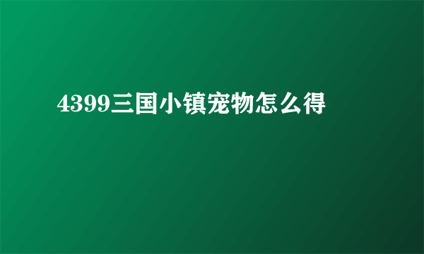 4399三国小镇宠物怎么得