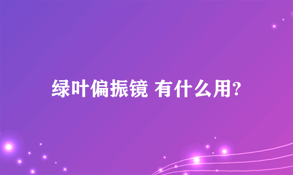 绿叶偏振镜 有什么用?