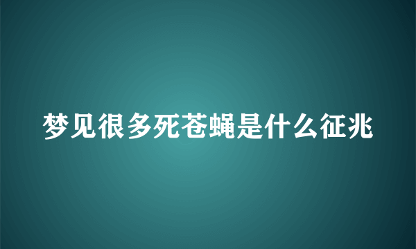 梦见很多死苍蝇是什么征兆