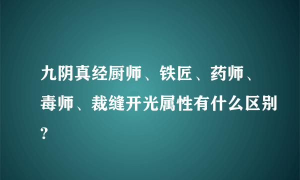 九阴真经厨师、铁匠、药师、毒师、裁缝开光属性有什么区别?