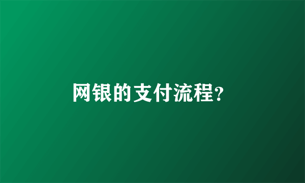 网银的支付流程？