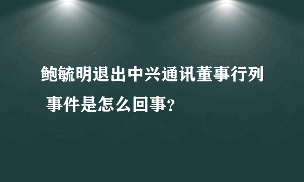 鲍毓明退出中兴通讯董事行列 事件是怎么回事？