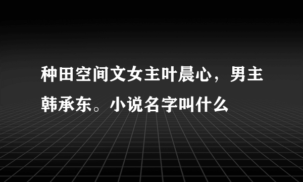 种田空间文女主叶晨心，男主韩承东。小说名字叫什么