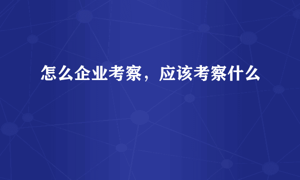 怎么企业考察，应该考察什么