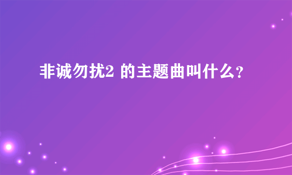 非诚勿扰2 的主题曲叫什么？