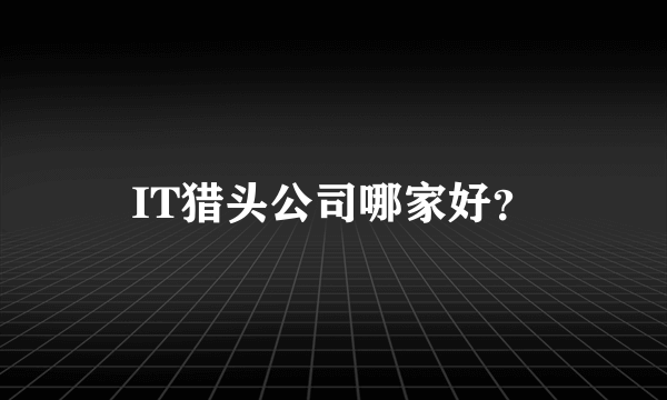 IT猎头公司哪家好？