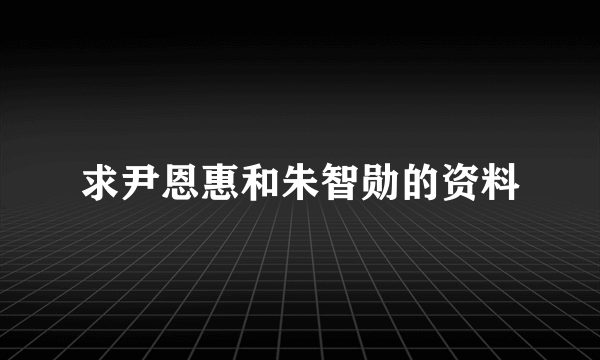 求尹恩惠和朱智勋的资料