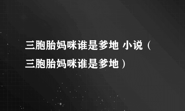 三胞胎妈咪谁是爹地 小说（三胞胎妈咪谁是爹地）