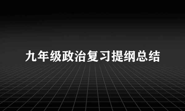 九年级政治复习提纲总结