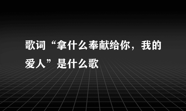 歌词“拿什么奉献给你，我的爱人”是什么歌