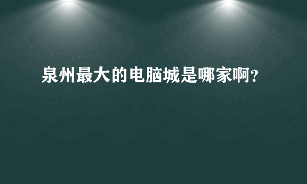 泉州最大的电脑城是哪家啊？