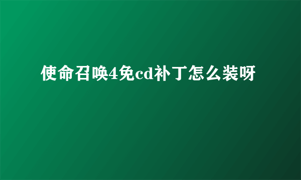 使命召唤4免cd补丁怎么装呀