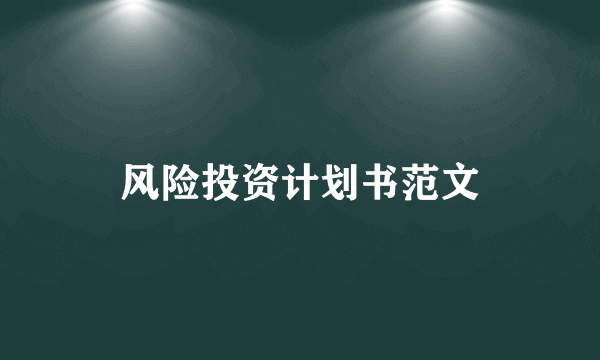 风险投资计划书范文