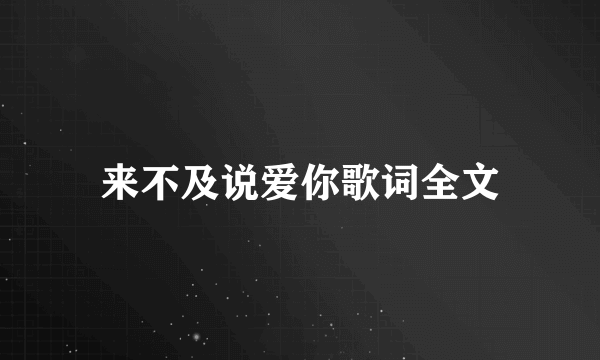 来不及说爱你歌词全文