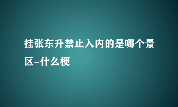 挂张东升禁止入内的是哪个景区-什么梗