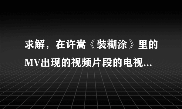 求解，在许嵩《装糊涂》里的MV出现的视频片段的电视剧叫什么名字！