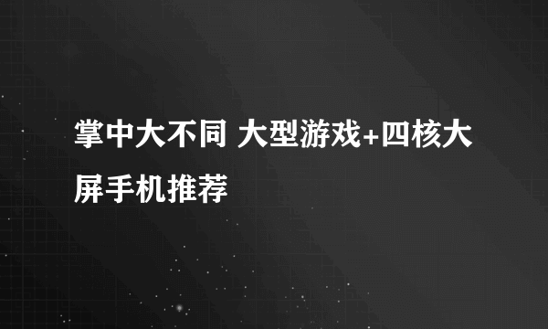 掌中大不同 大型游戏+四核大屏手机推荐