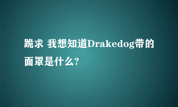 跪求 我想知道Drakedog带的面罩是什么?