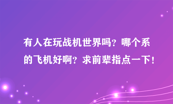 有人在玩战机世界吗？哪个系的飞机好啊？求前辈指点一下！